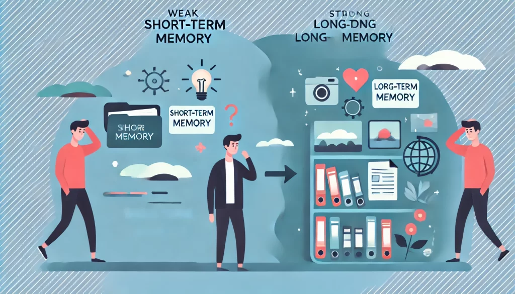 短期記憶が弱くても長期記憶が強い人はいるのか？